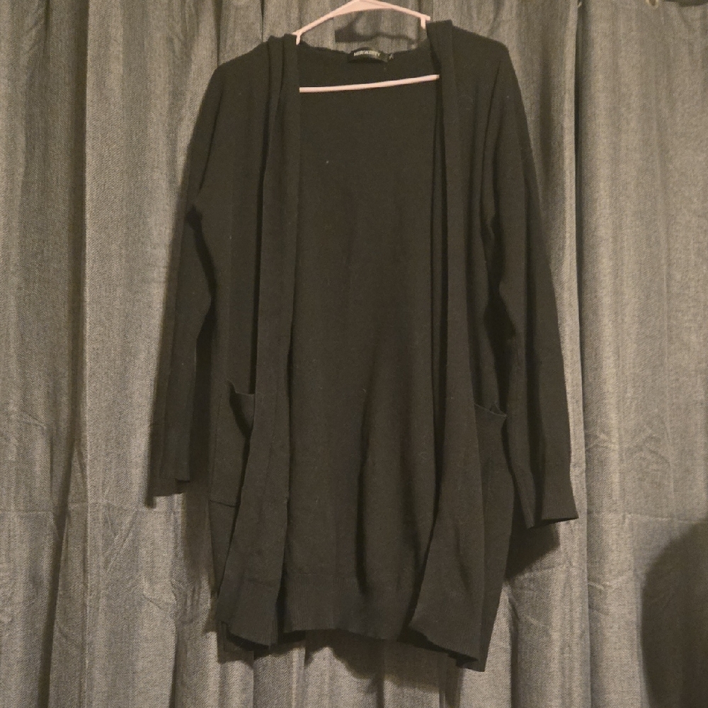 Black Open-Front Women's Hooded Sweater Cardigan